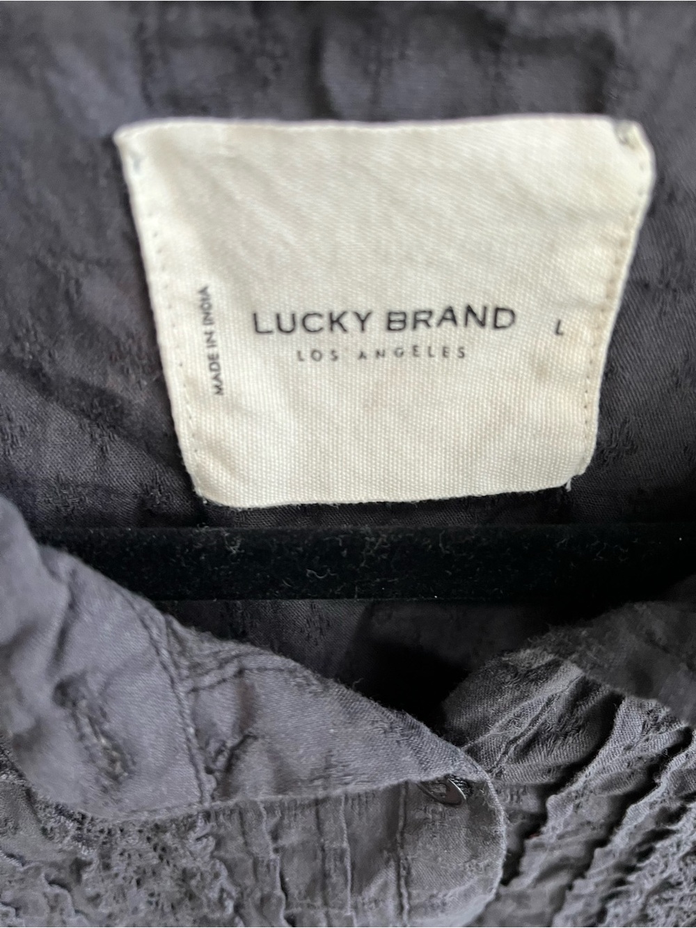 Lucky Brand Lot of 2 Blouses Tops Dark Grey Baby Doll Olive Button Up Large - Picture 3 of 10
